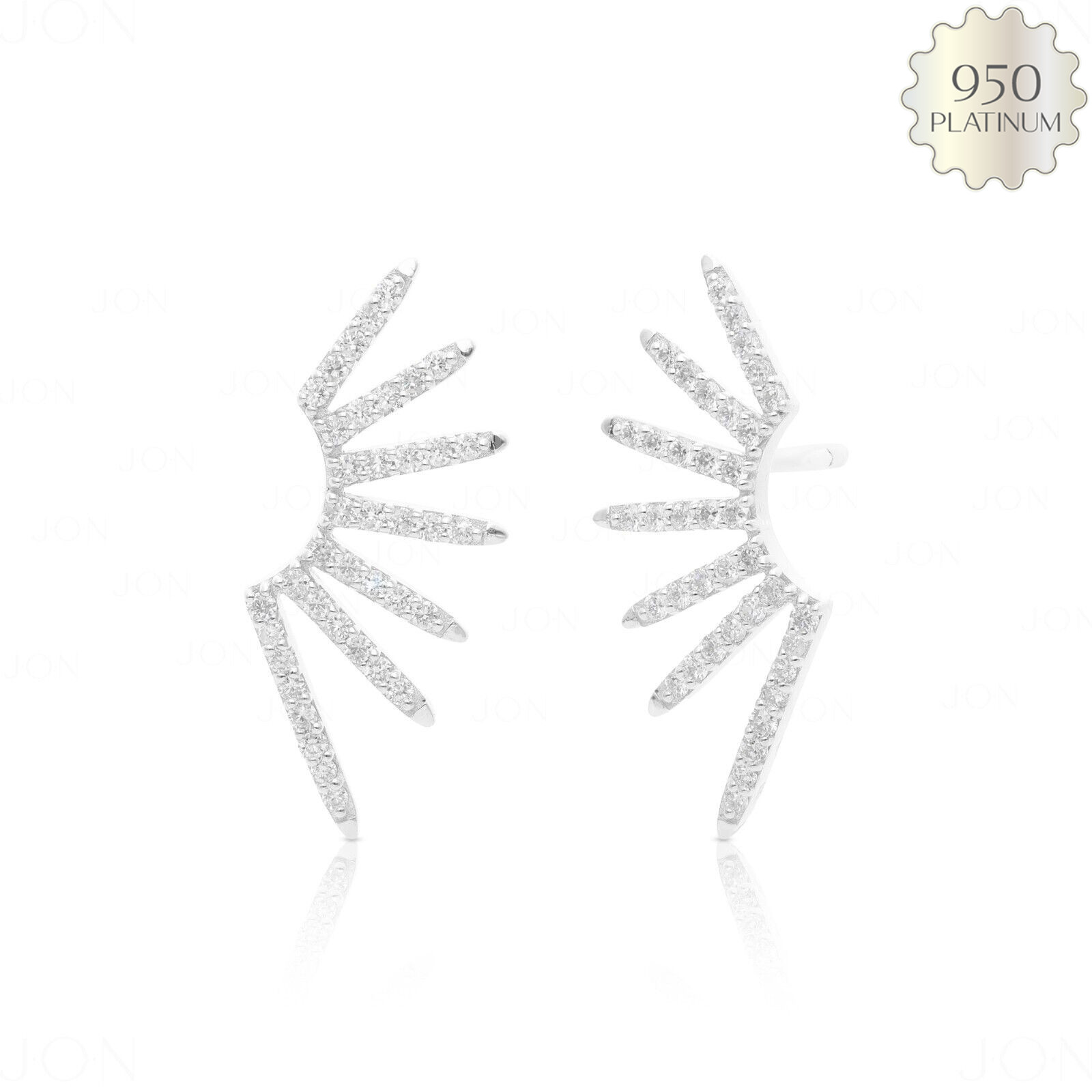 950 Platinum 0.40 Ct Natural Diamond 22 mm Rising Sun Earrings-Gift For Love