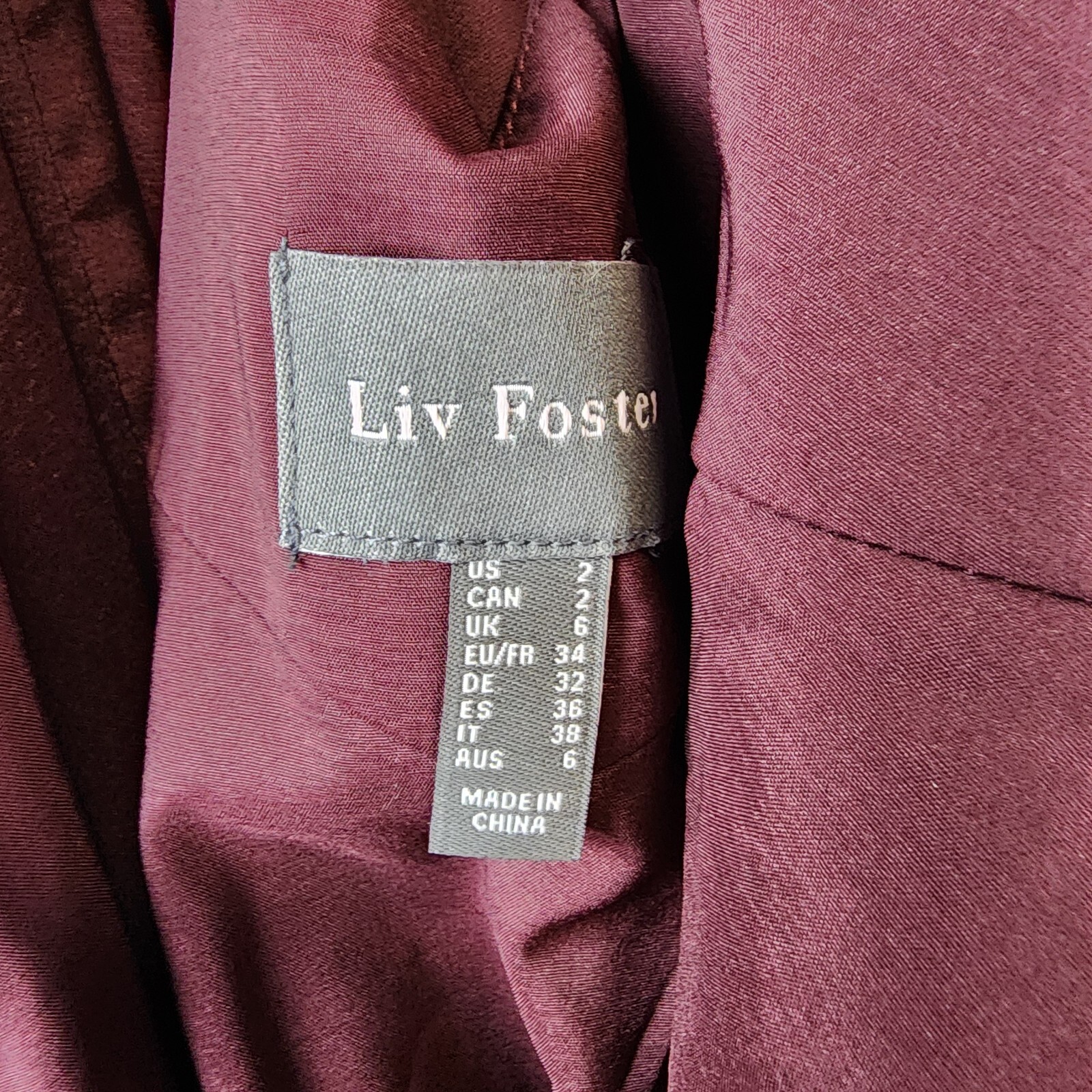 Liv Foster Knotted Satin Gown Women's 2 Bordeaux Sleeveless Side Zip Closure - Picture 15 of 16