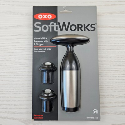 OXO Vacuum Wine Preserver With 2 Stoppers - Brand New