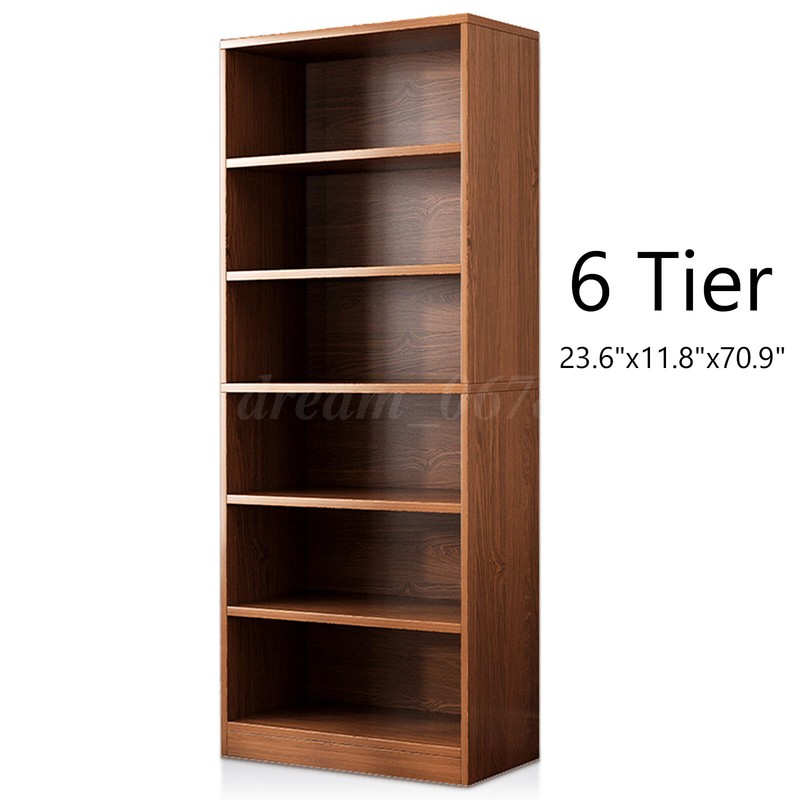 6 Shelf Wood Bookcase Bookshelf Storage Display Rack Book Shelving