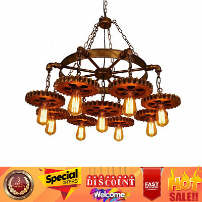 Gear Shaped Chandelier Steampunk Ceiling Light Industrial Pendant Lamp Fixture