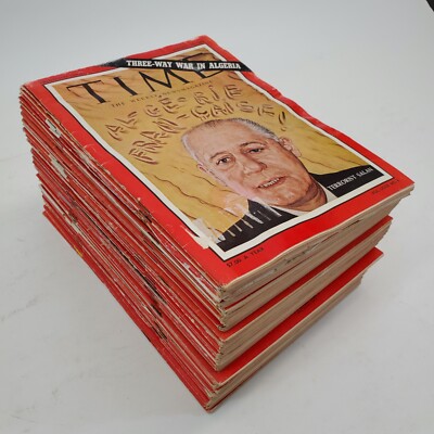 Lot of 47 NEAR COMPLETE YEAR 1962 TIME Magazine Joan Baez Lombardi Barth Wall St