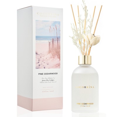 Reed Diffuser - Pine Cedarwood 6.76 oz Flower Reed Diffuser Set with 8 Sticks...