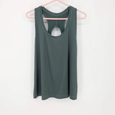 Athleta Cut-Out Racerback Scoop Neck Sleeveless Tank Green Women's Plus Size 1X