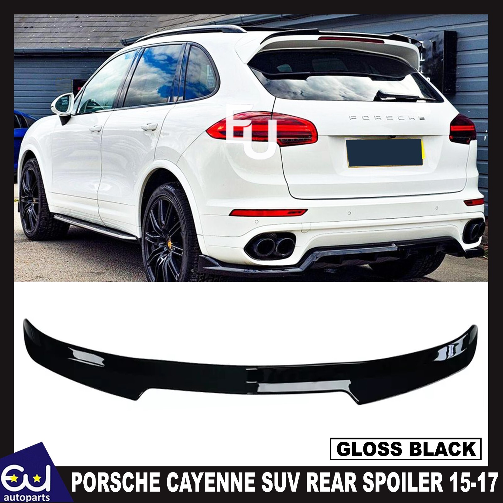 REAR ROOF SPOILER TOP WINDOW WING LIP FOR PORSCHE CAYENNE SUV 15-17 GLOSS BLACK