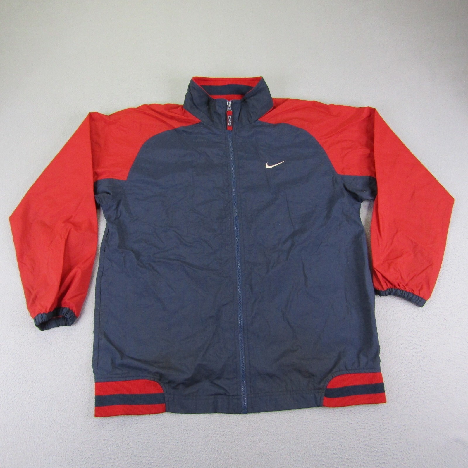 Vintage Nike Jacket Boys XL Blue Red Windbreaker Track Coat