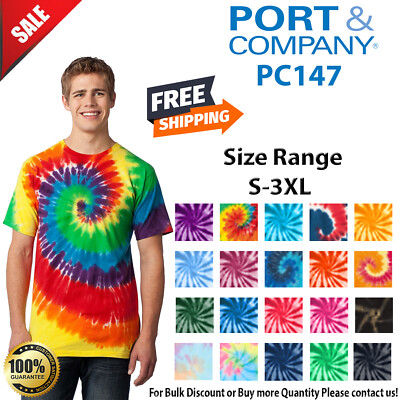 Port & Company PC147 Mens Short Sleeve Tie-Dye Multi Color