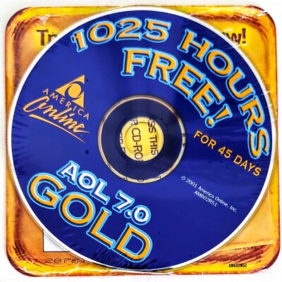 ''USPS GOLD'' America Online Collectible / Install Disc, Vintage AOL CD, ver ''7.0!