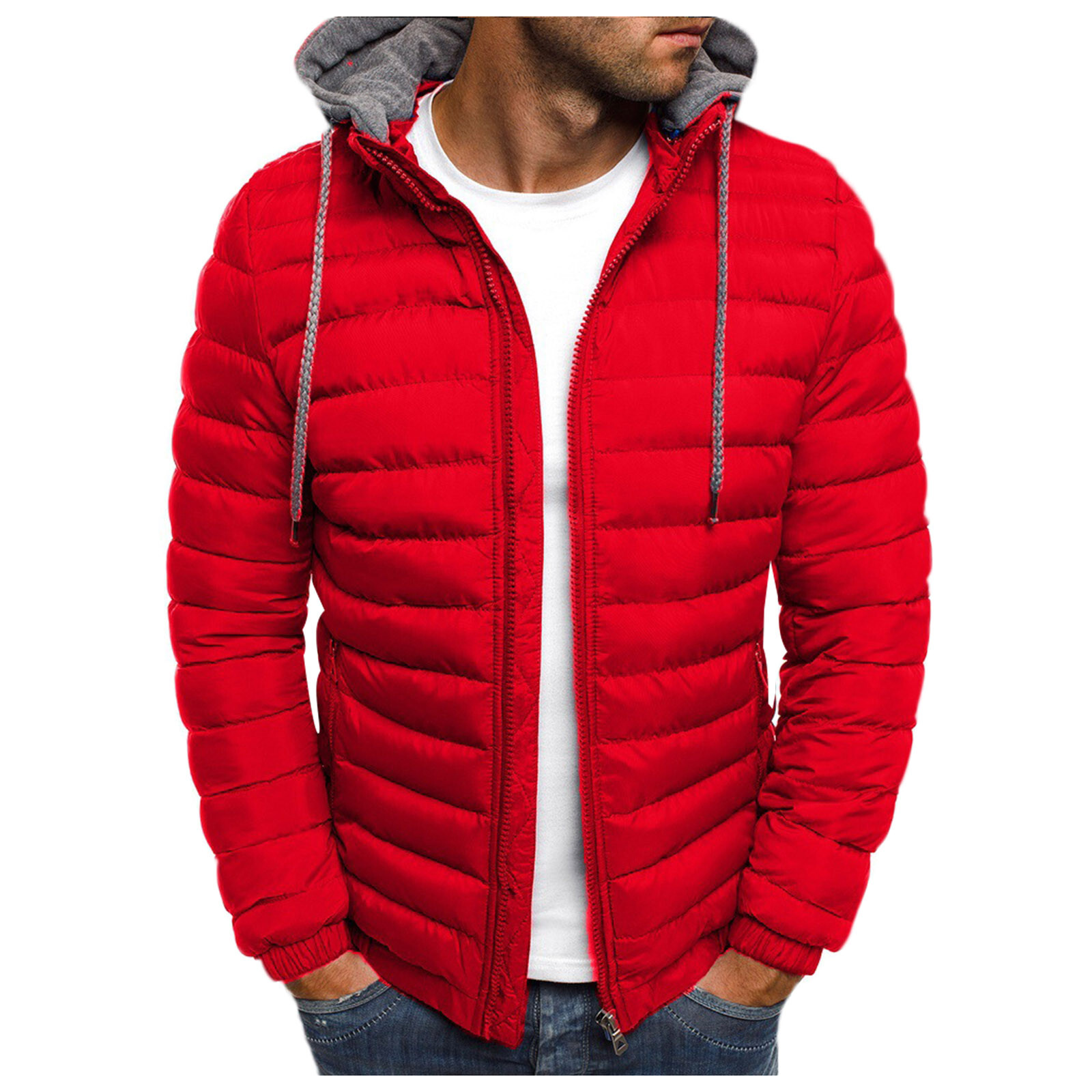 Men's Autumn And Winter Jacket Coats Leisure Plus Size Hat Zip Pocket