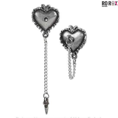 Alchemy England Witches Heart Gothic Earrings Pierce Chain Jewellery