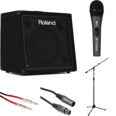 Roland KC-400 - 150W 12'' Keyboard Amp Microphone Bundle