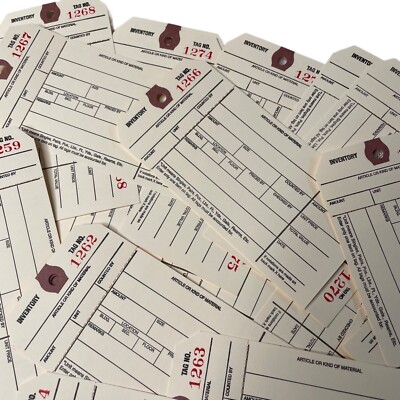 30 Numbered Inventory Tags Warehouse Craft Journal Perforated 2 Parts 2 Sided mq