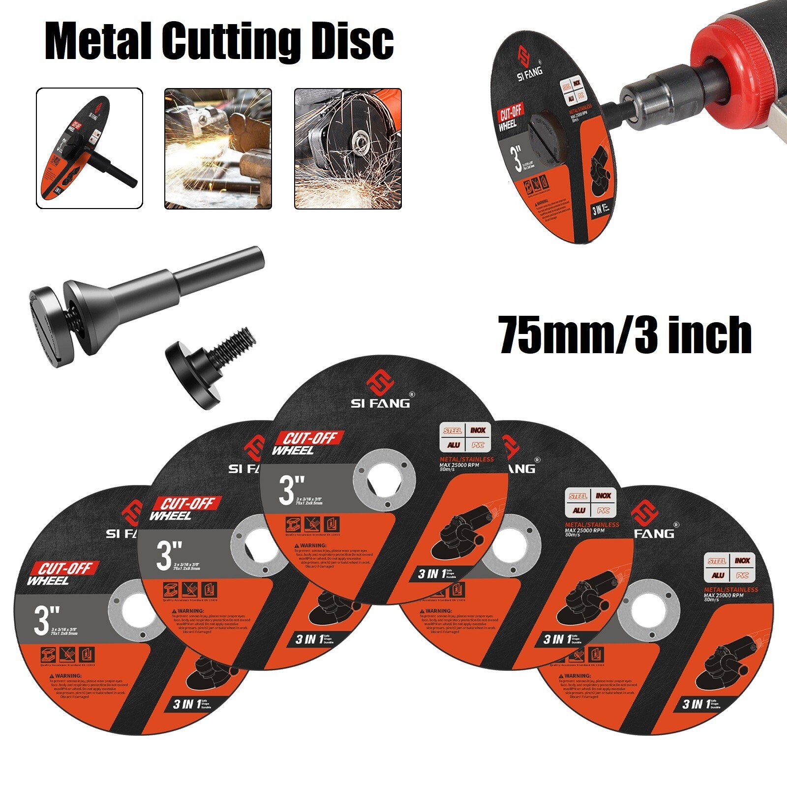 5Pcs Cutting Wheel For Drill,with 1/4 Stem Mandrel,Sturdy