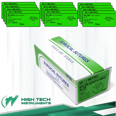 Nylon 5/0 Training Suture Emergency First Aid Home Wound Treating 12 pcs