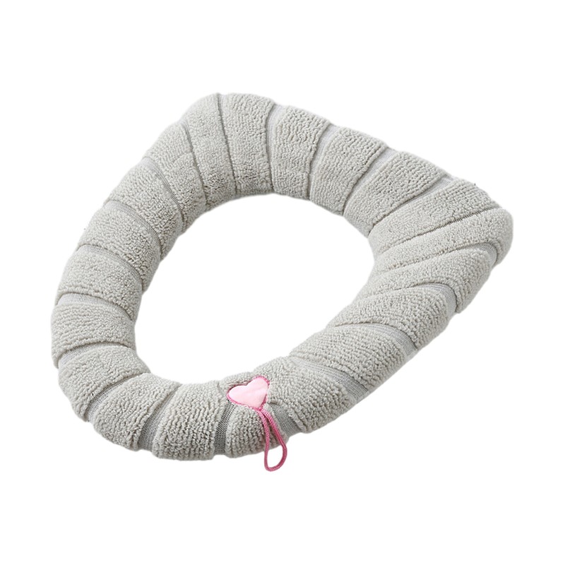 Warm and thickened in winter, fully surrounded toilet mat with built-in handle