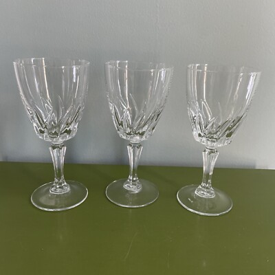Set 3 Flamenco By CRISTAL D'ARQUES-DURAND Wine Glasses 6  Hand Blown