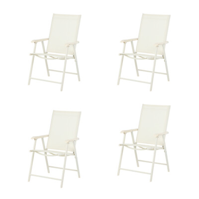 Aoodor 4 Pack Patio Folding Chairs Portable Dining Textilene Sling lounge Chair