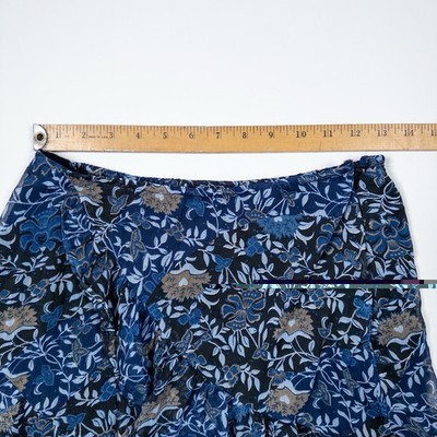 Free People Ruffle Mini Skirt Women’s Small Blue Floral Boho Layered Hem Summer — image 2