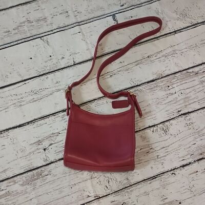 Coach Red Gold Leather Small Legacy Zip Crossbody Bag Purse 9997