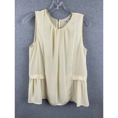 J Crew Top Women's 2 Cream White Sleeveless Ruffles Blouse Career Professional