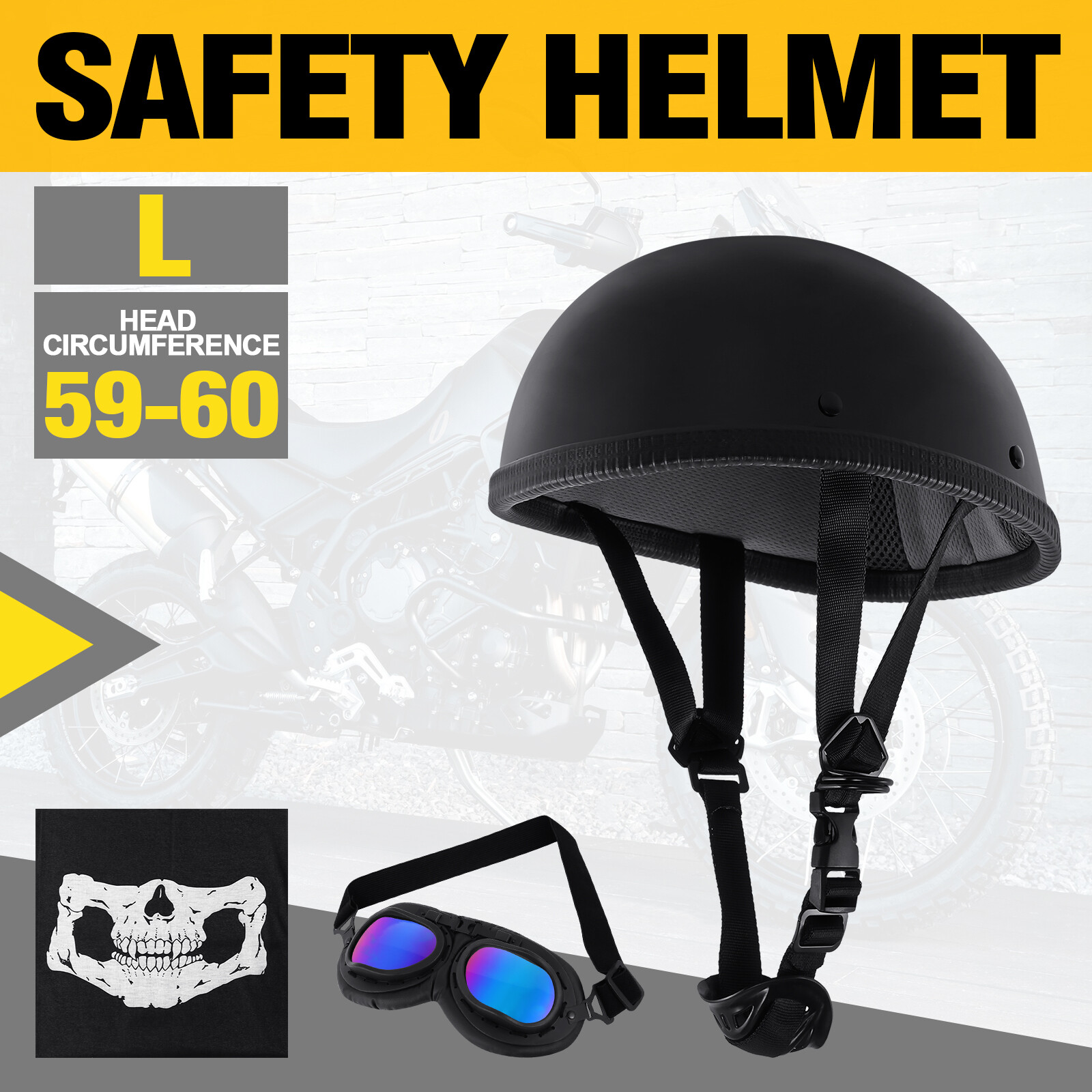 DOT Motorcycle Half Helmet Cruiser Biker Lightest Motorcycle FLAT Beanie Helmet