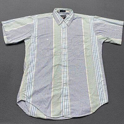 Vintage Ralph Lauren Chaps Shirt Mens Medium Multi Striped Button Up Colorfu 90s