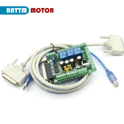 5 Axis LPT MACH3 CNC Stepper Motor Driver Breakout Board Controller Card +cable