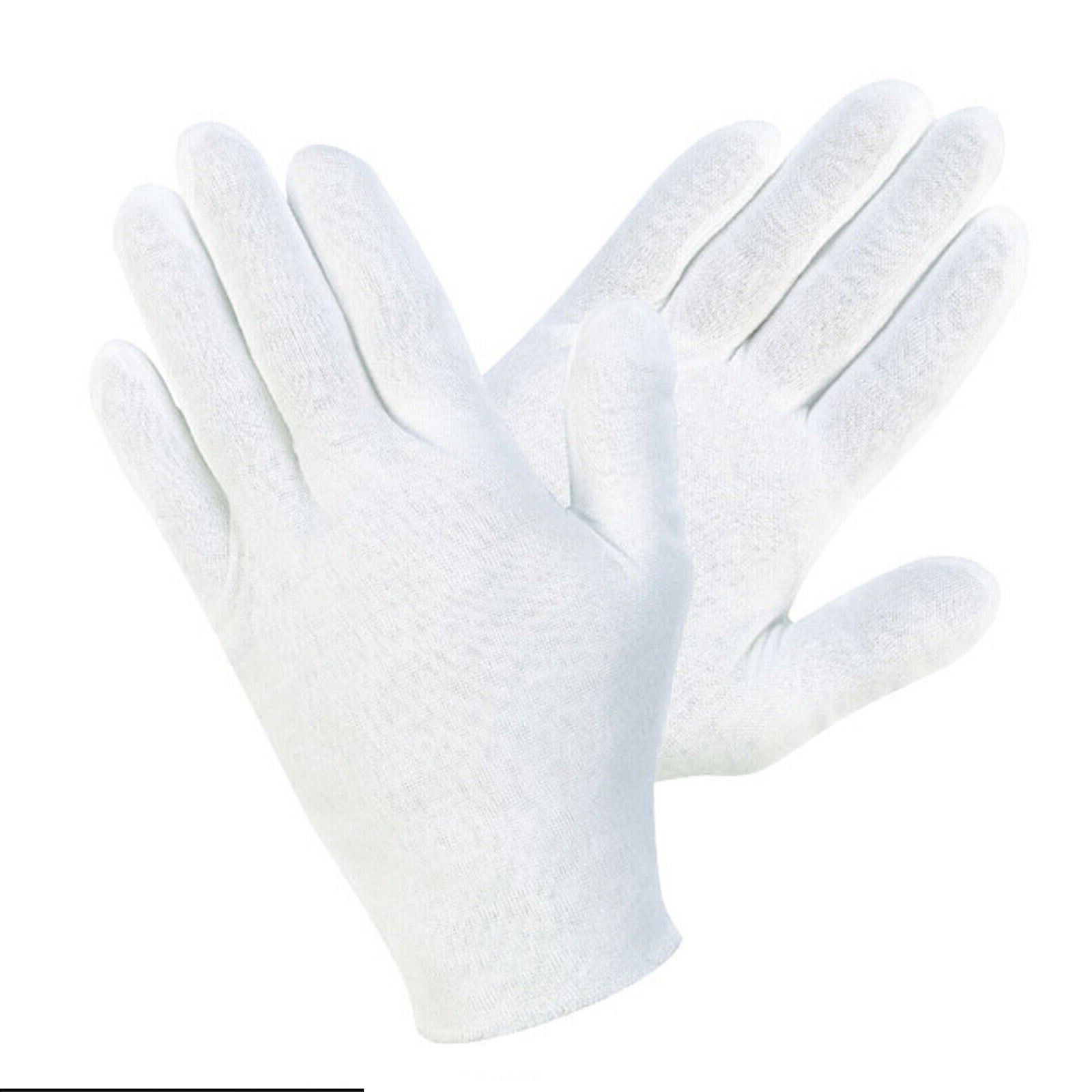 12 PR / 1 DOZ 100% COTTON LIGHTWEIGHT WHITE LISLE COIN JEWELRY INSPECTION GLOVES