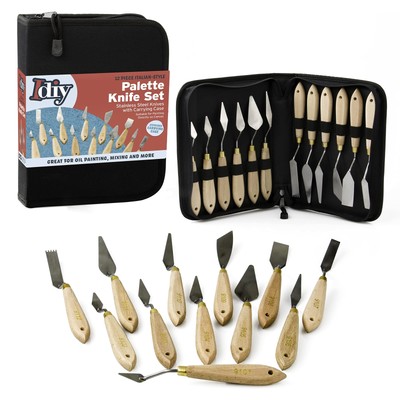 Palette Painting Knife Set 12 Pack with Carrying Case- Stainless Steel Art Pa...