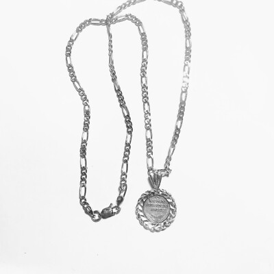 .999 Silver Guardian Angel Medallion Pendant Necklace