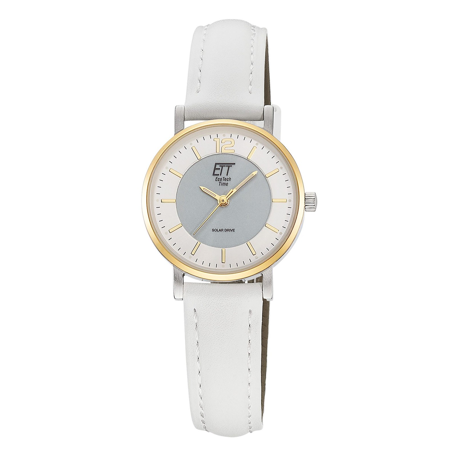 ETT Eco Tech Time ELS-12163-41L Damen Solaruhr Bicolor Weißes Lederband 5 Bar - Bild 1 von 1