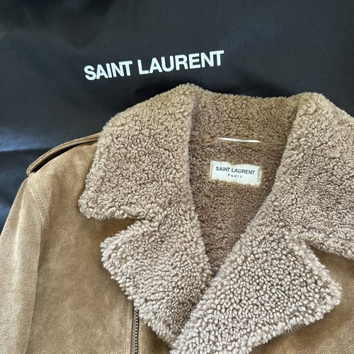 Pre-owned Saint Laurent Suede Shearling Jacket In Small And Medium In Brown