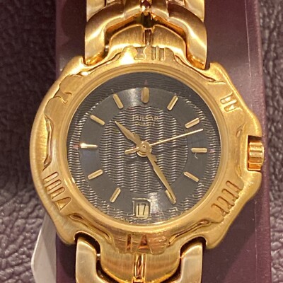 Seiko Pulsar PXT172 womens gold tone steel bracelet watch NWT Needs Battery