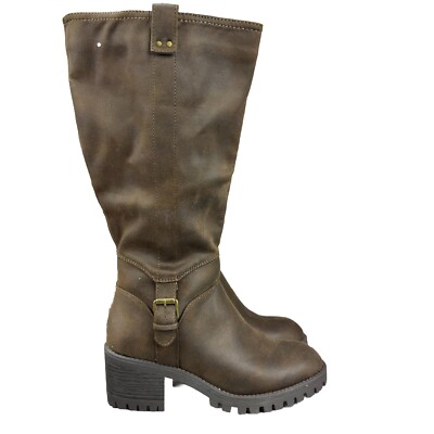 Bella Vita Boots women Wide Calf Plus Faux Seude Knee High Boots Brown block 6.5