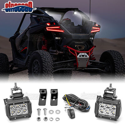 For 2022-2024 Polaris RZR Pro R/R 4 18W Rear Tail LED Cube Light Mount Wire Kit