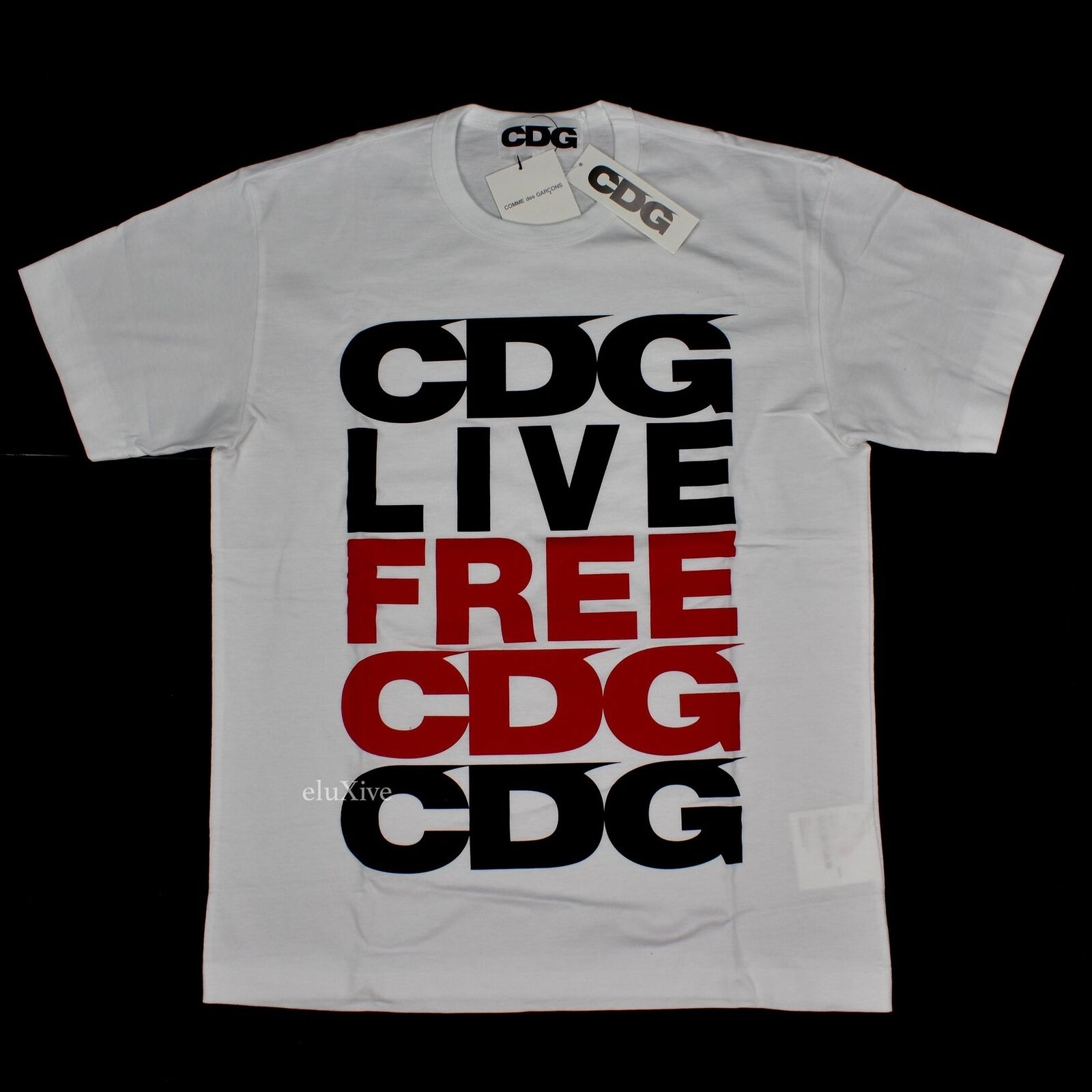 NWT Comme des Garcons CDG Live Free Logo Men's T-Shirt White 2018 L AUTHENTIC NWT Comme des Garcons CDG Live Free Logo Men's T-Shirt White 2018 L AUTHENTIC