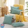 GAWAMAY Decorative Neutral Lumbar Throw Pillow Covers 12x20 Inch Set of 2 for Living Room Couch Bed Sofa, Farmhouse Cushion Cover Soft Striped Corduroy Pillow Cases Home Decor (30x50cm) Aqua Blue