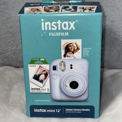 Fujifilm Instax Mini 12 Instant Camera, Pastel Blue with Holiday Photo Bundle