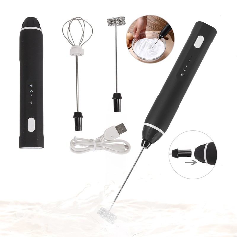 2 in 1 Handelektrischer USB Auflade Schneebesen Milchaufschäumer Getränkemischer