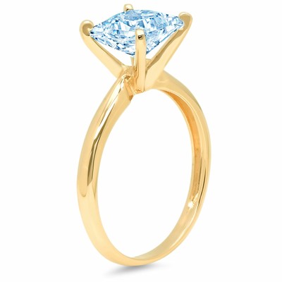Pre-owned Pucci 1 Ct Princess Cut Swiss Topaz Wedding Bridal Promise Ring Solid 14k Yellow Gold In D