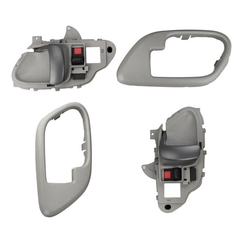 Gray Interior Inside Door Handle w/ Bezel LH & RH Pair Set For Chevy C1500 Truck