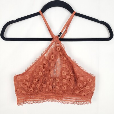 Victorias Secret Bralette Bra Unlined Medium Lace Rust Copper Racerback NWOT