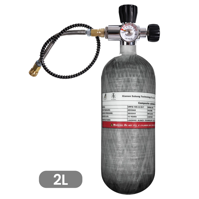 TUXING 4500Psi 2L Carbon Fiber Cylinder High Pressure Tank Scuba Diving Tank wit