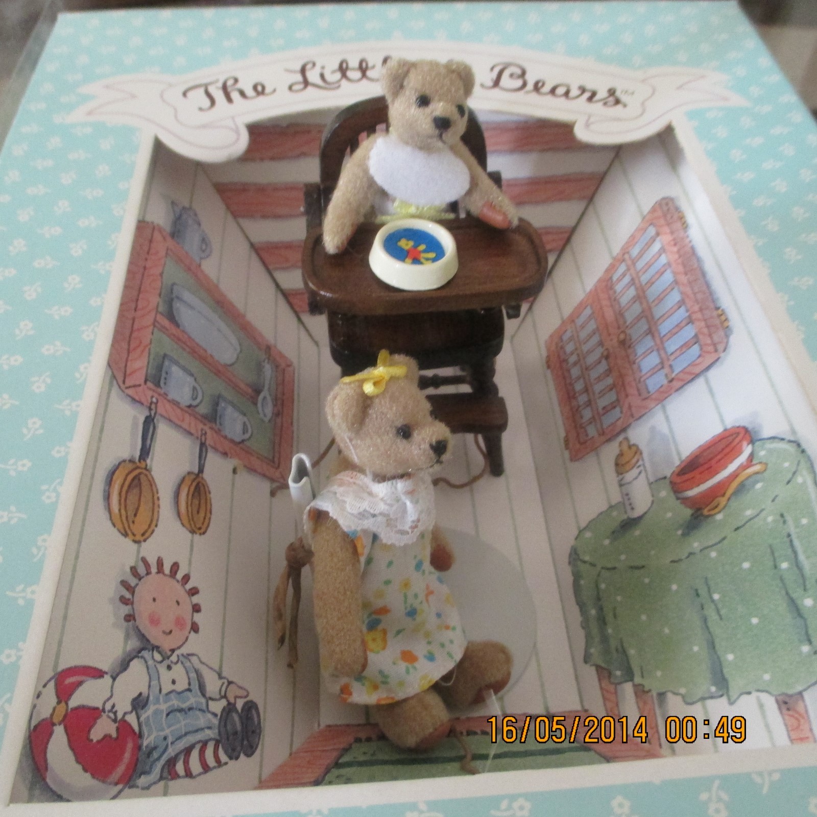 VTG. GUND -THE LITTLEST BEARS- MOTHER And BABY IN HIGHCHAIR- 1950'S- NEW- FUN!
