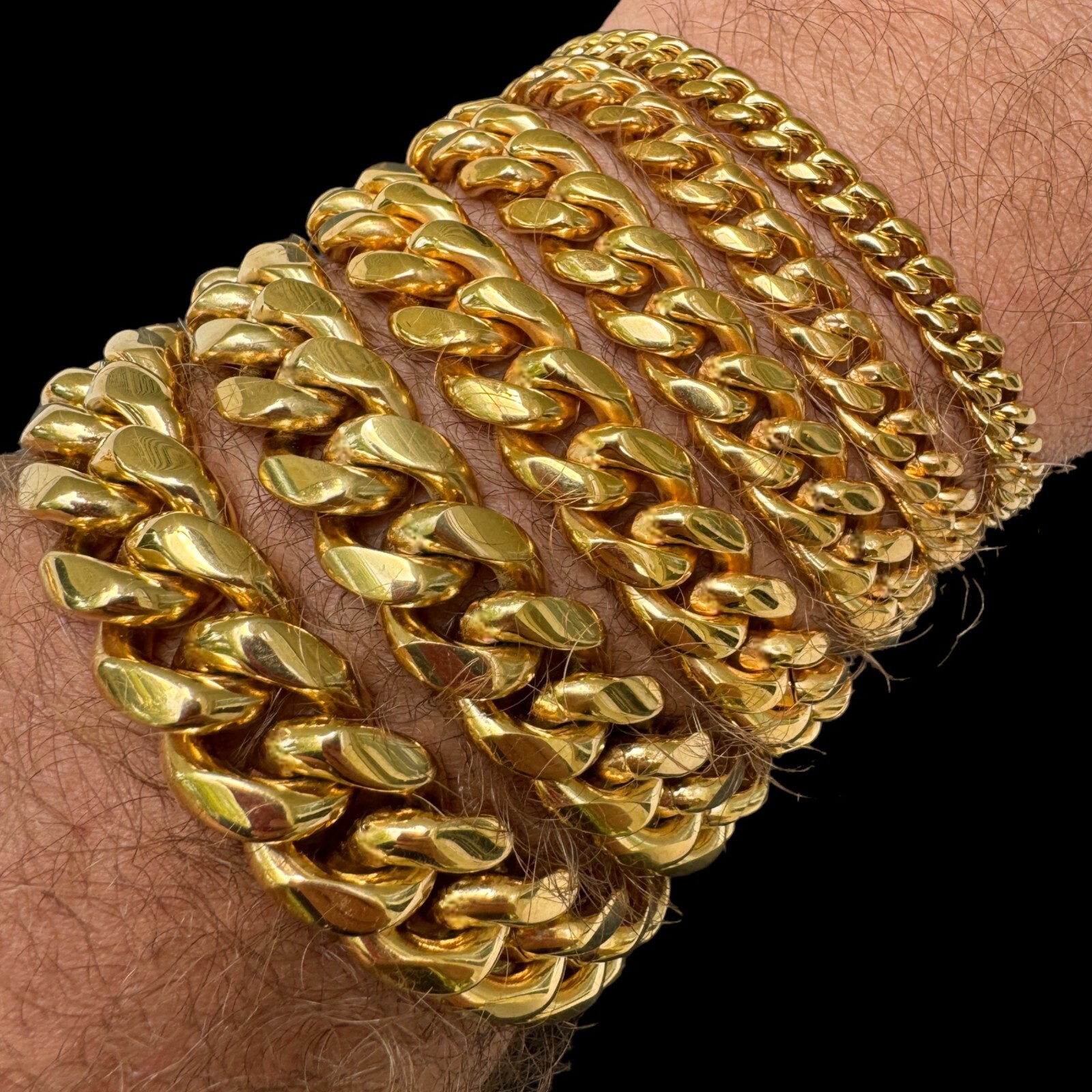 Miami Cuban Link Bracelet  18k Yellow  Gold Plated Stainless Steel 6-18mm