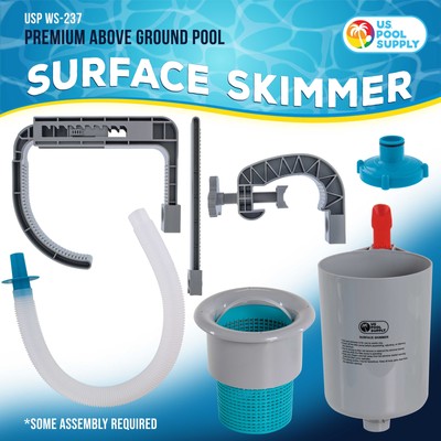 U.S. Pool Supply Premium Above Ground Pool Surface Skimmer, Wall Mount, Cleaner