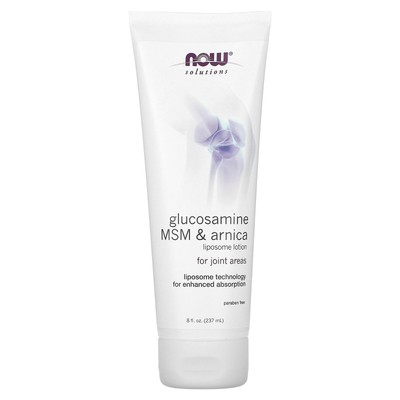 Now Foods Glucosamine MSM Arnica Liposome Lotion, 8 жидких унций, 237 мл, без глютена,