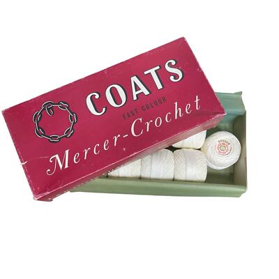 Vintage J. & P Coats Mercer White Crochet 20 Gramms Balls Chain Mercer Crochet  
