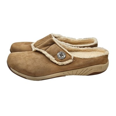 Propet 11M Women Tan Suede Fur Lined Clog Slippers Mules Shoes #381