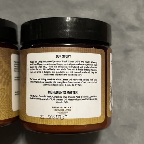 2 Pks Tropic Isle Living Jamaican Black Castor Oil Hair Food 4 Oz Exp 03/25 #Z12